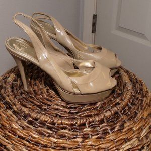 bebe strappy tan heels